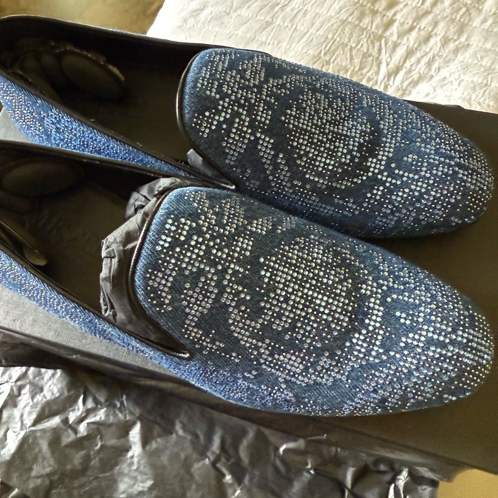 Versace Denim Stone Slippers